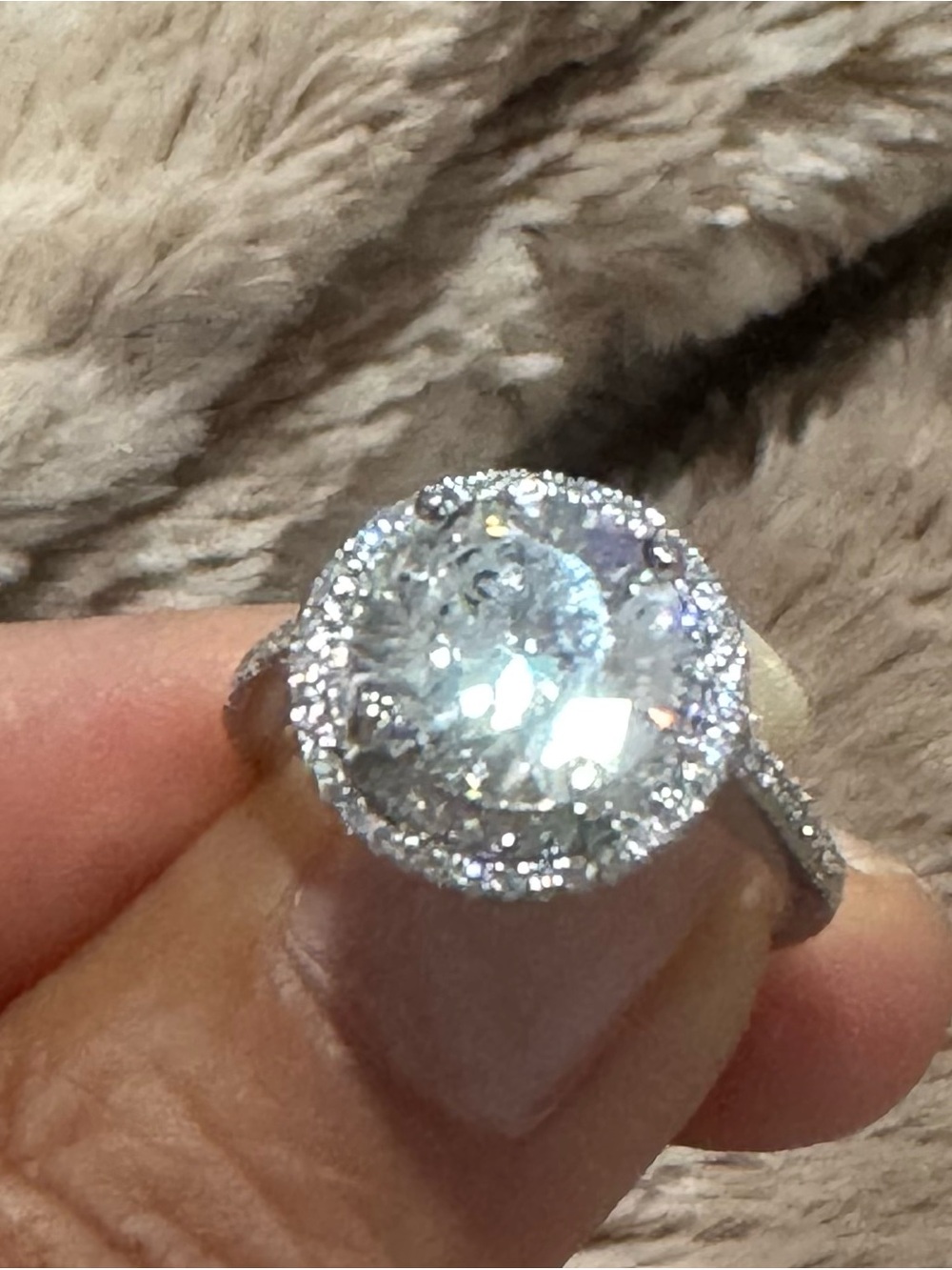 Stunning 3.41 CTW Center Natural Diamond F-I2 Halo Ring 14K White Gold Size 7